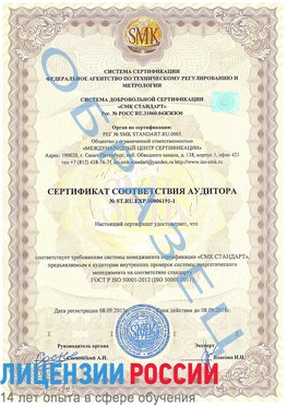 Образец сертификата соответствия аудитора №ST.RU.EXP.00006191-1 Пулково Сертификат ISO 50001